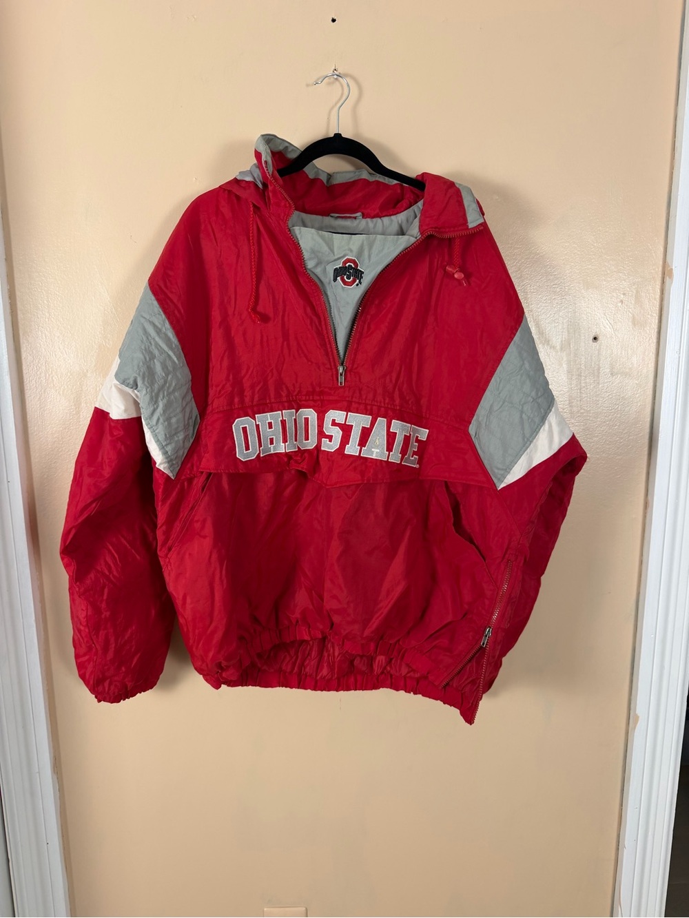 Ohio State vintage Red & Gray Pullover Windbreaker Jacket